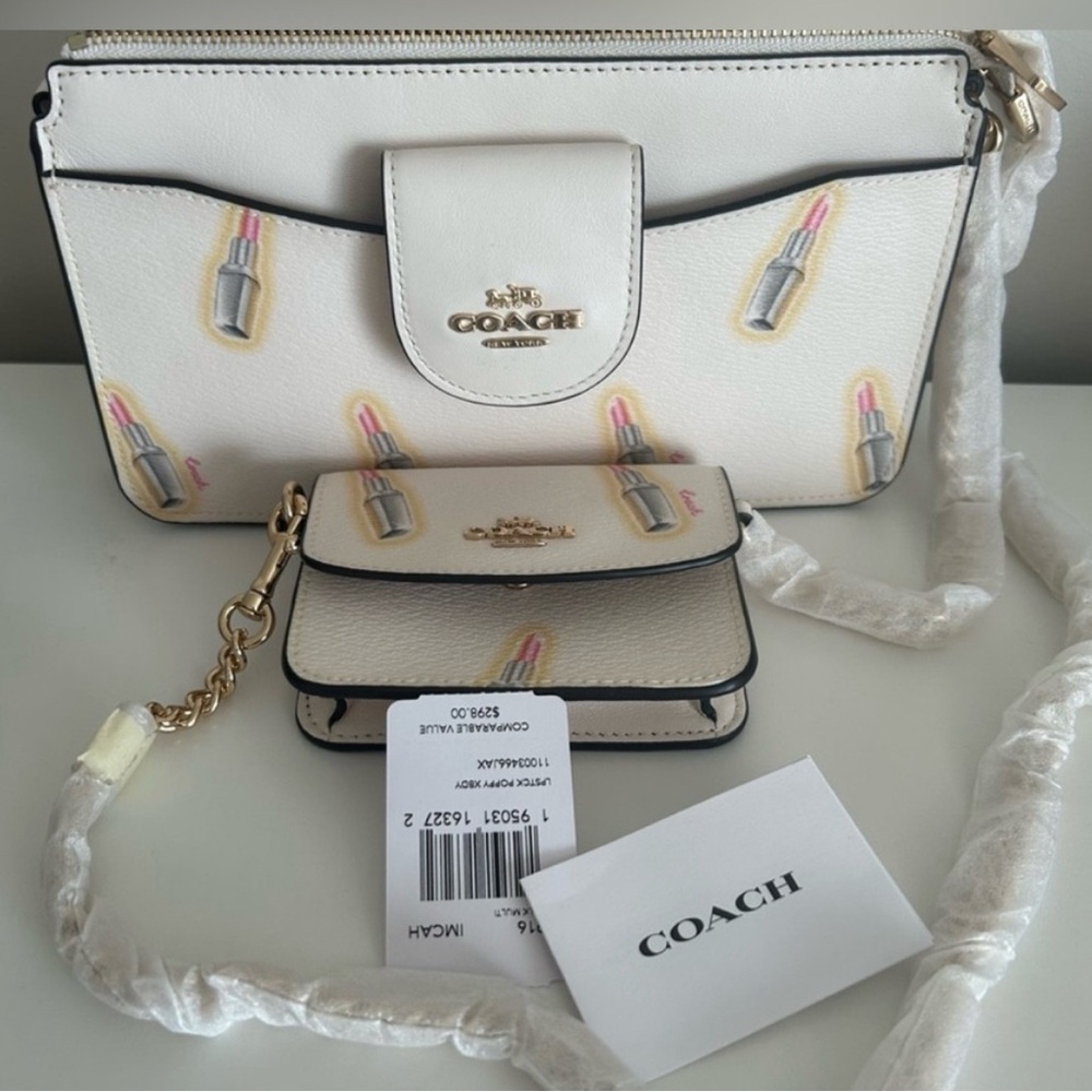 Coach White Crossbody Bag with Gold Accents